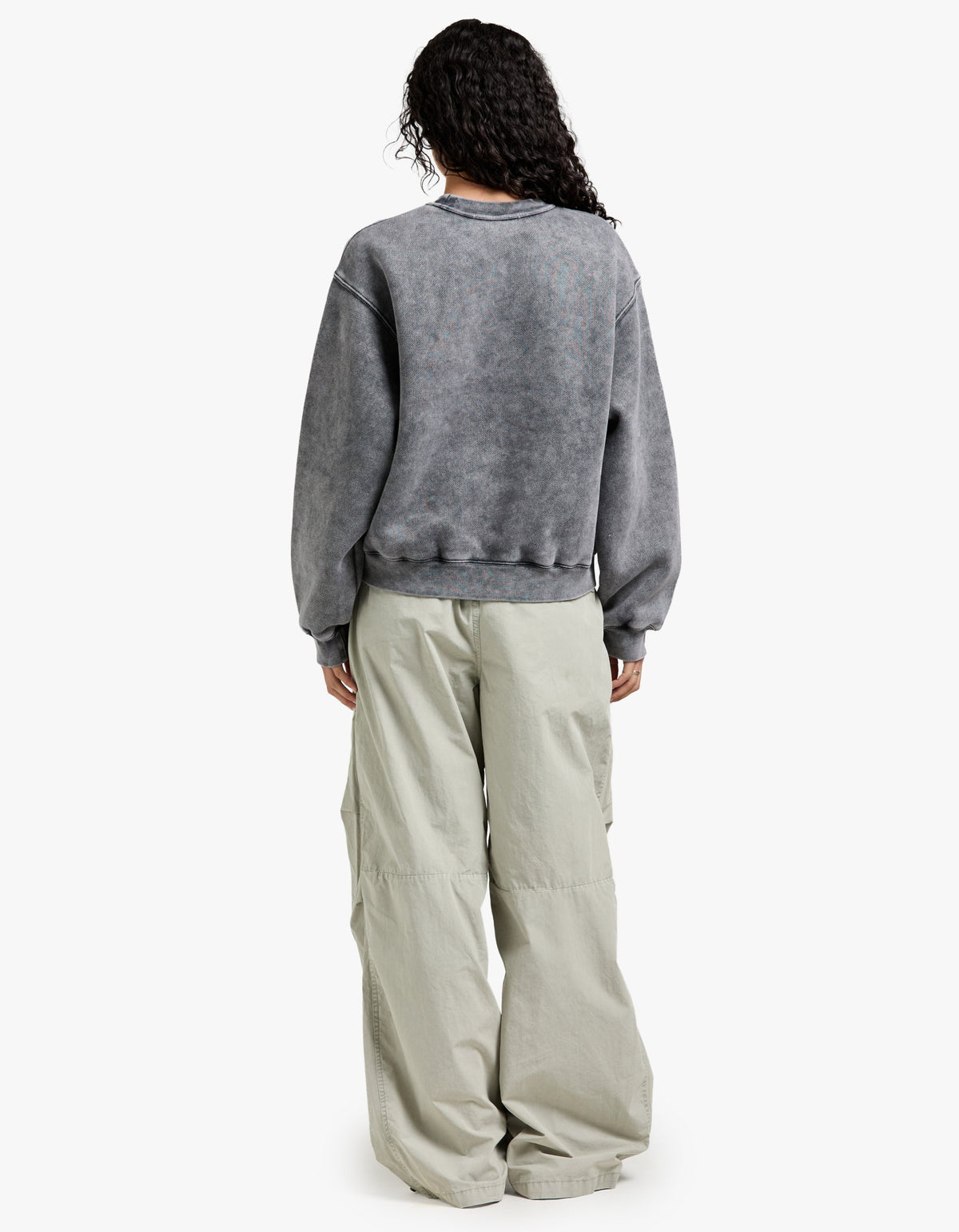Essential Terry Crew Sweatshirt W/ Puff Paint Logo - Washed Granite