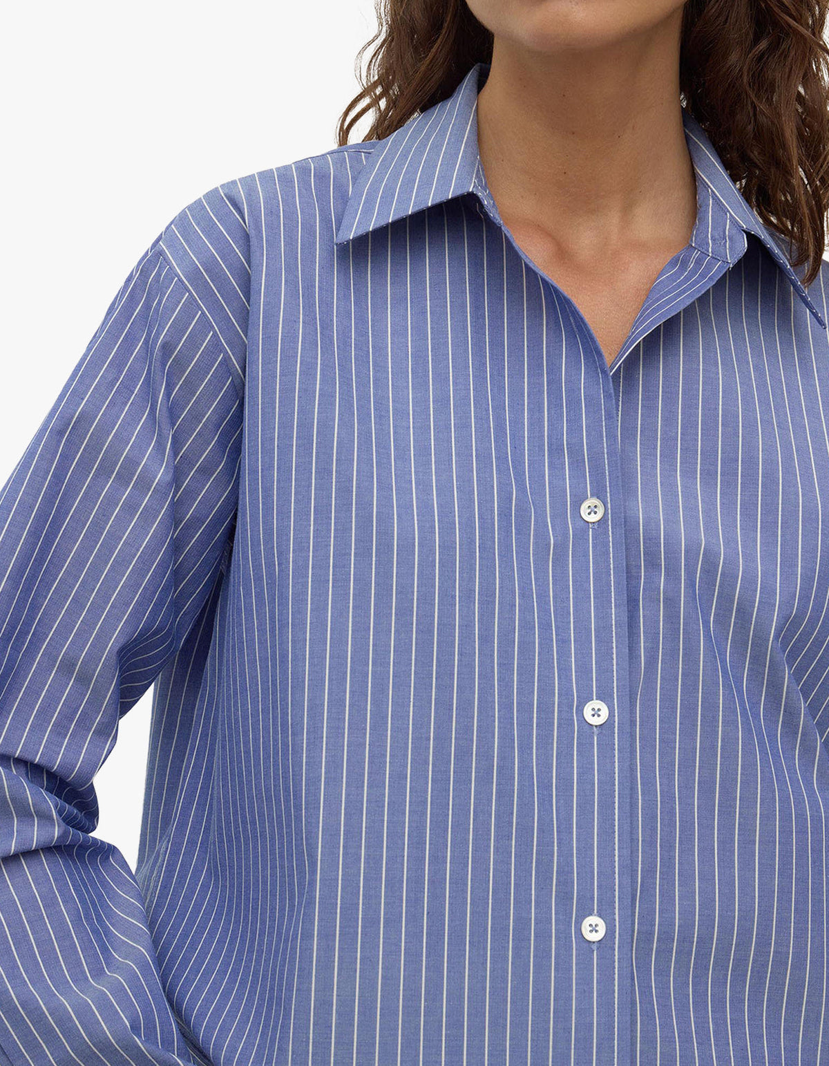 Anais Stripe Long Sleeve Shirt - Blue/White Stripe