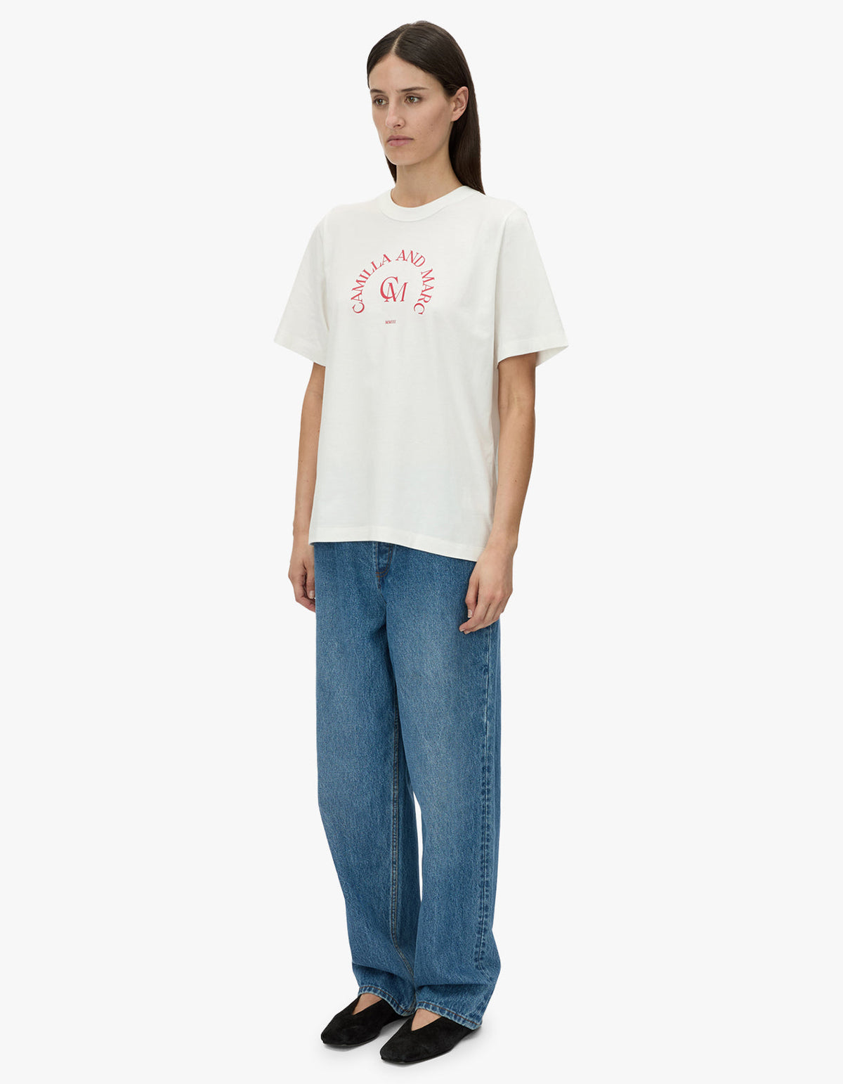 Karine Graphic Tee - White / Poppy Red