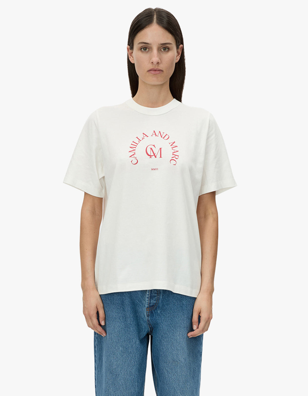Karine Graphic Tee - White / Poppy Red