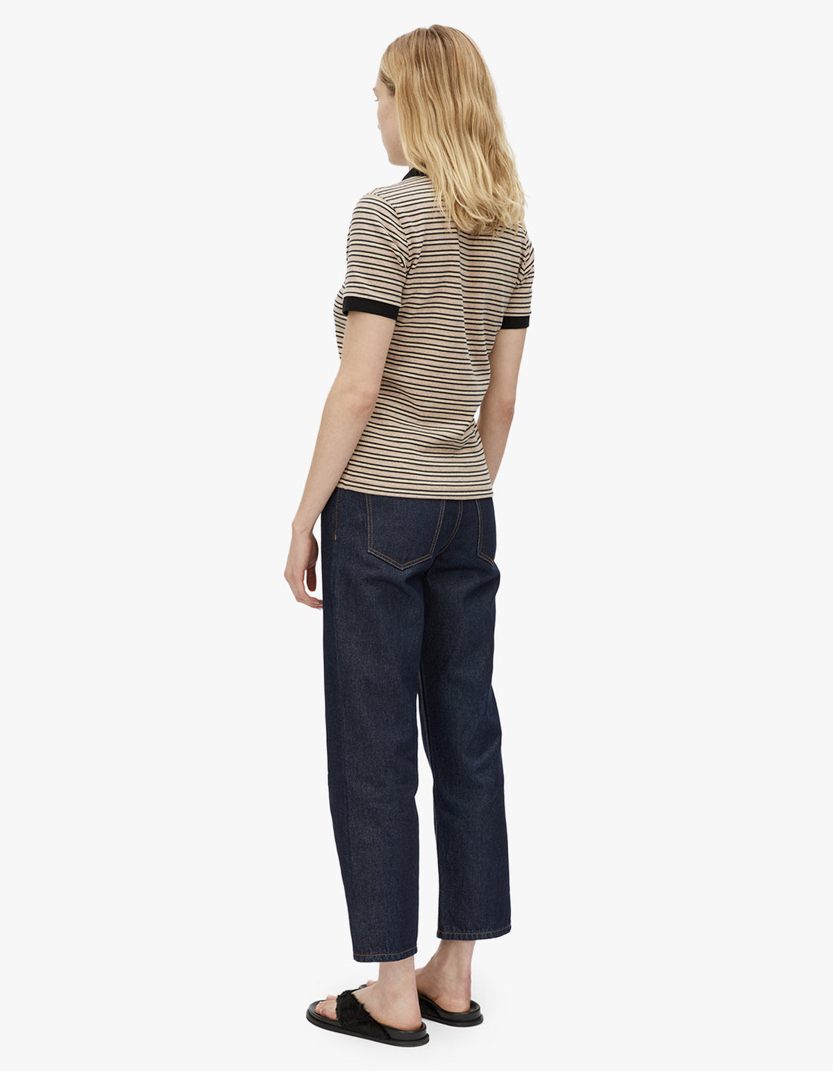 Platinum Short Sleeve Polo - Oat Stripe