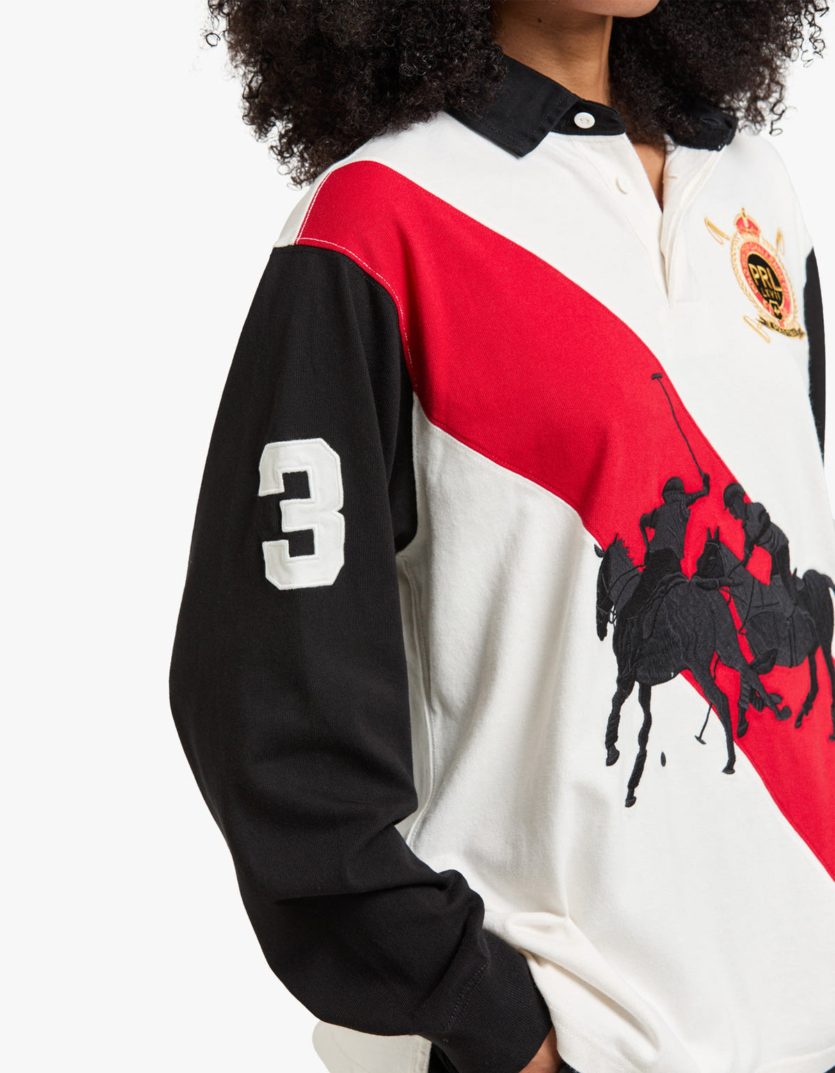 Cotton Jersey Rugby Shirt - Deckwash White/Polo Black