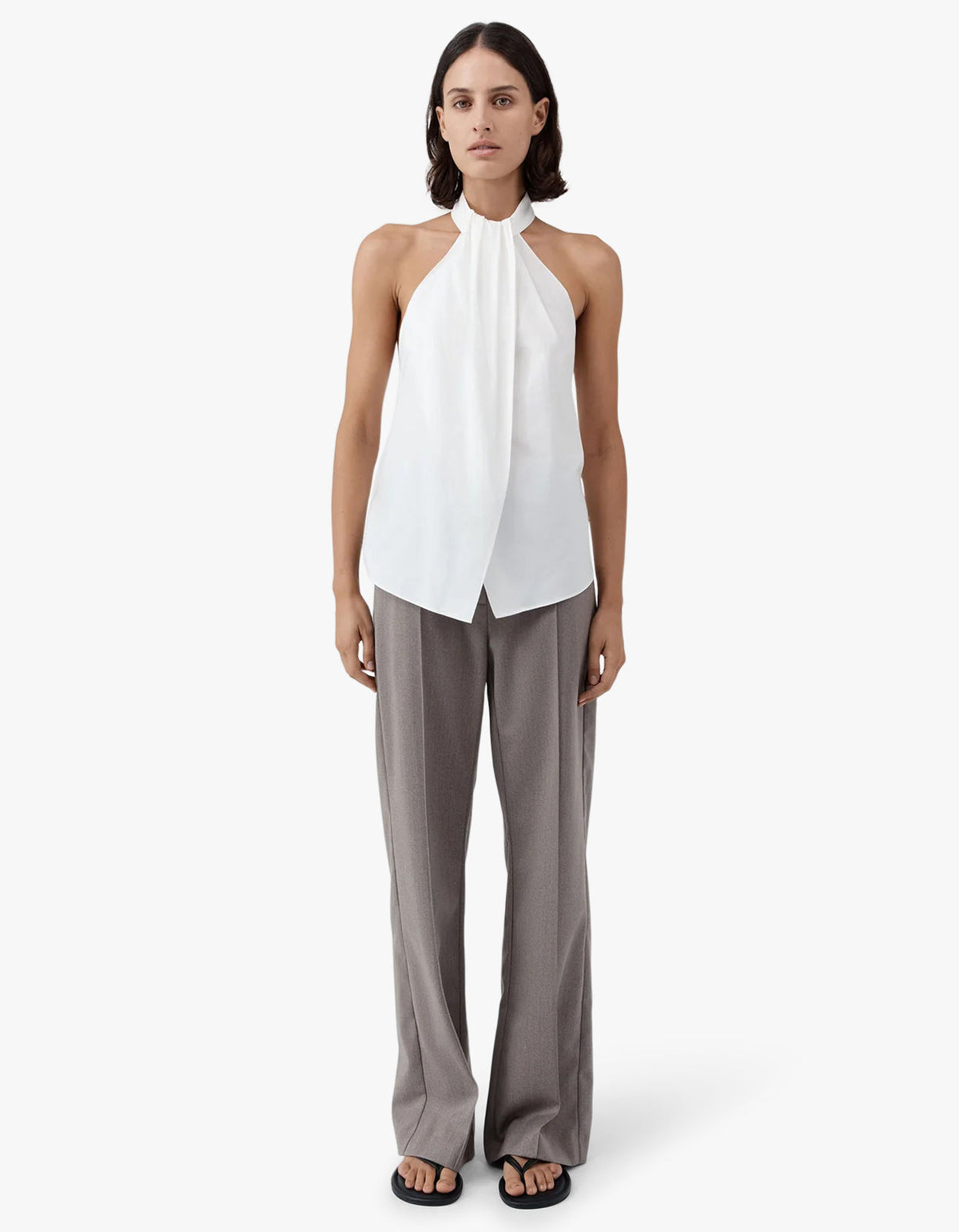 Oxford Halter Tie Back Top - White